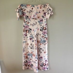 Boohoo Women’s Off Shoulder Floral Print Jumpsuit